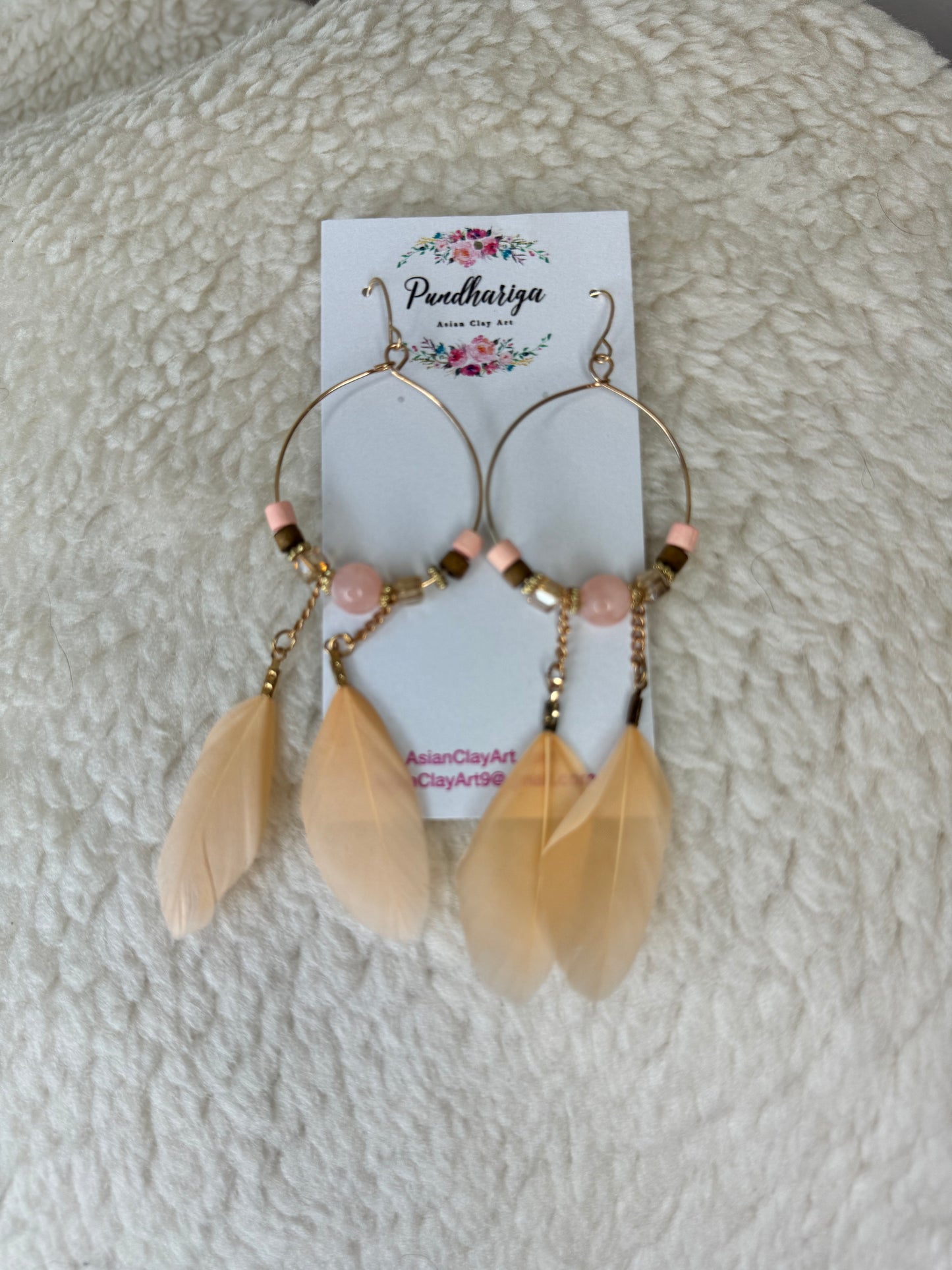 Bohemian Feather Earrings – Handmade Dangle Earrings with Natural Feathers – Lightweight Boho Jewelry – Perfect for Festivals and Everyday Wear