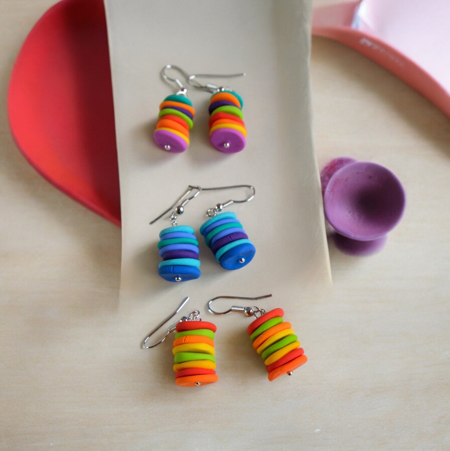 Vibrant Tropical Dangle Earrings - Multicolor Rainbow Hoop Earrings - Colorful Statement Jewelry