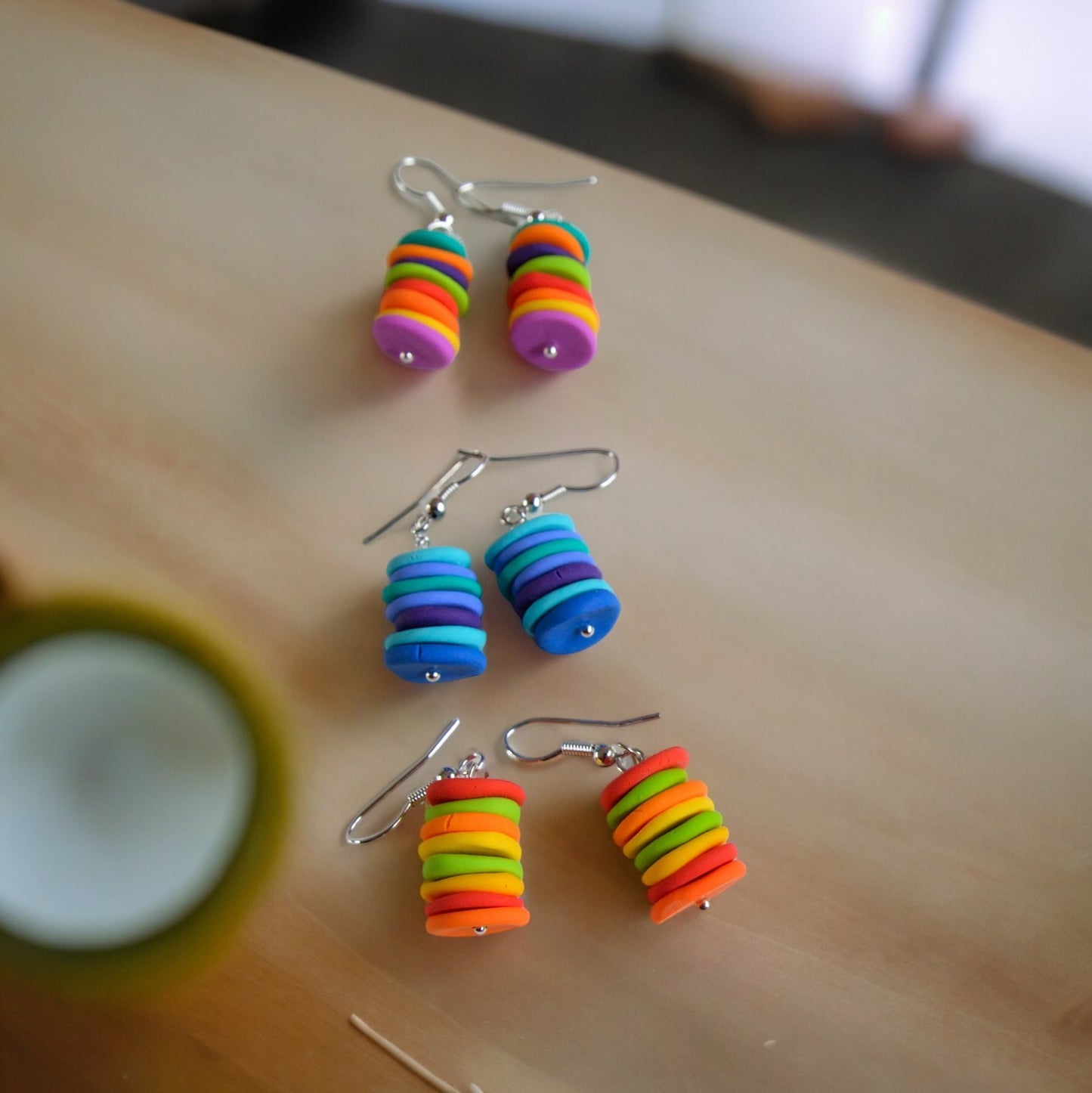 Vibrant Tropical Dangle Earrings - Multicolor Rainbow Hoop Earrings - Colorful Statement Jewelry