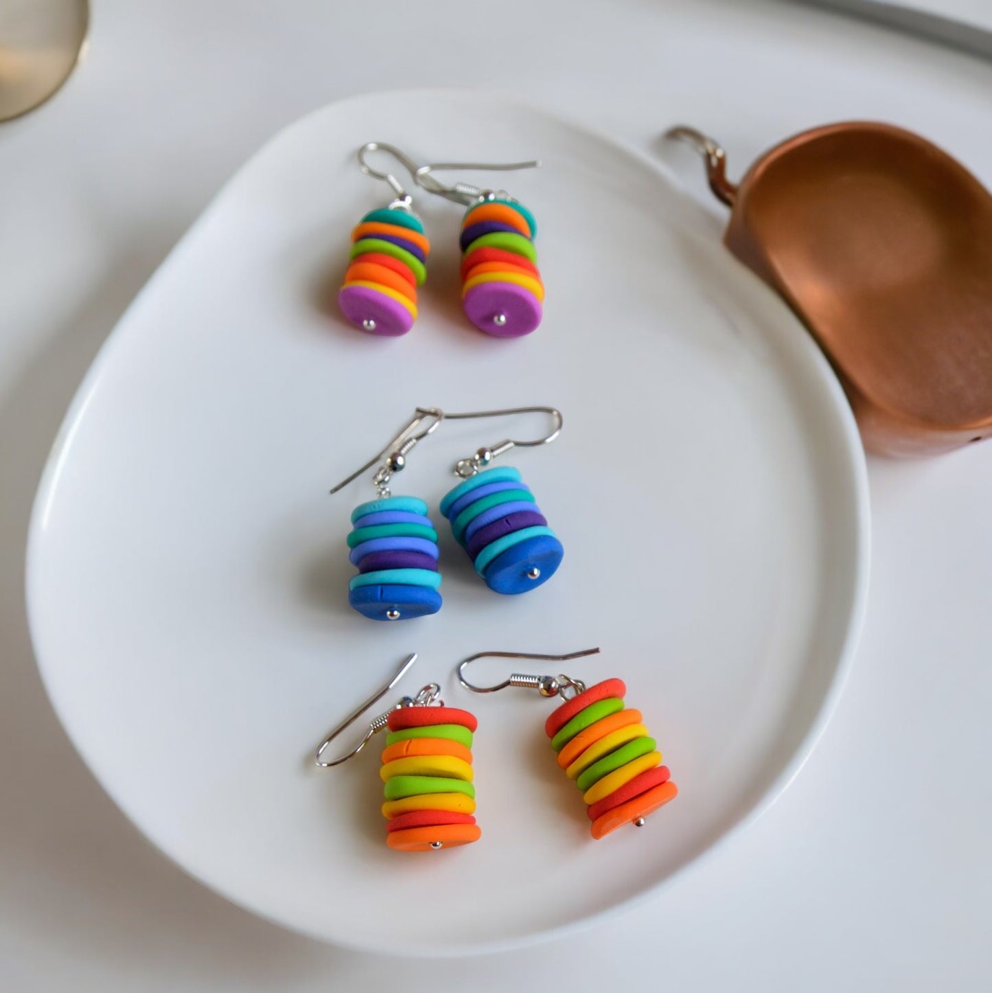 Vibrant Tropical Dangle Earrings - Multicolor Rainbow Hoop Earrings - Colorful Statement Jewelry