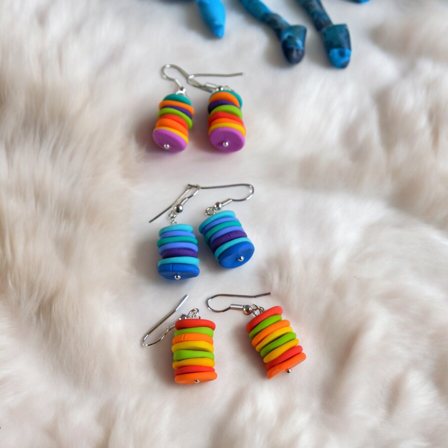 Vibrant Tropical Dangle Earrings - Multicolor Rainbow Hoop Earrings - Colorful Statement Jewelry